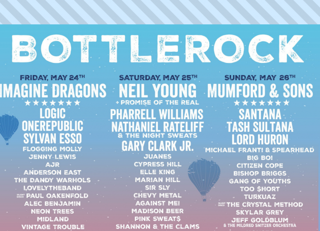 BottleRock Announces 2019 Lineup Including Headliners Mumford & Sons, Imagine Dragons, and Neil Young