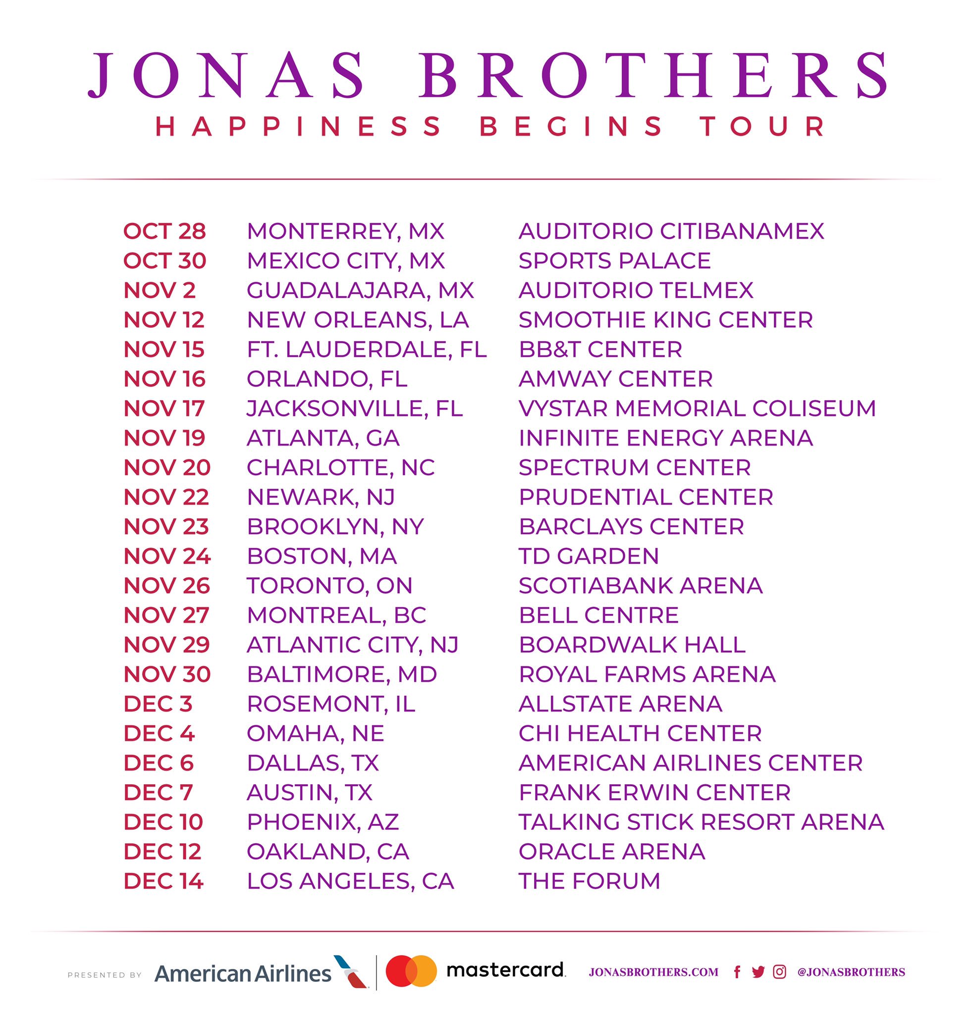 jonas brothers tour song list