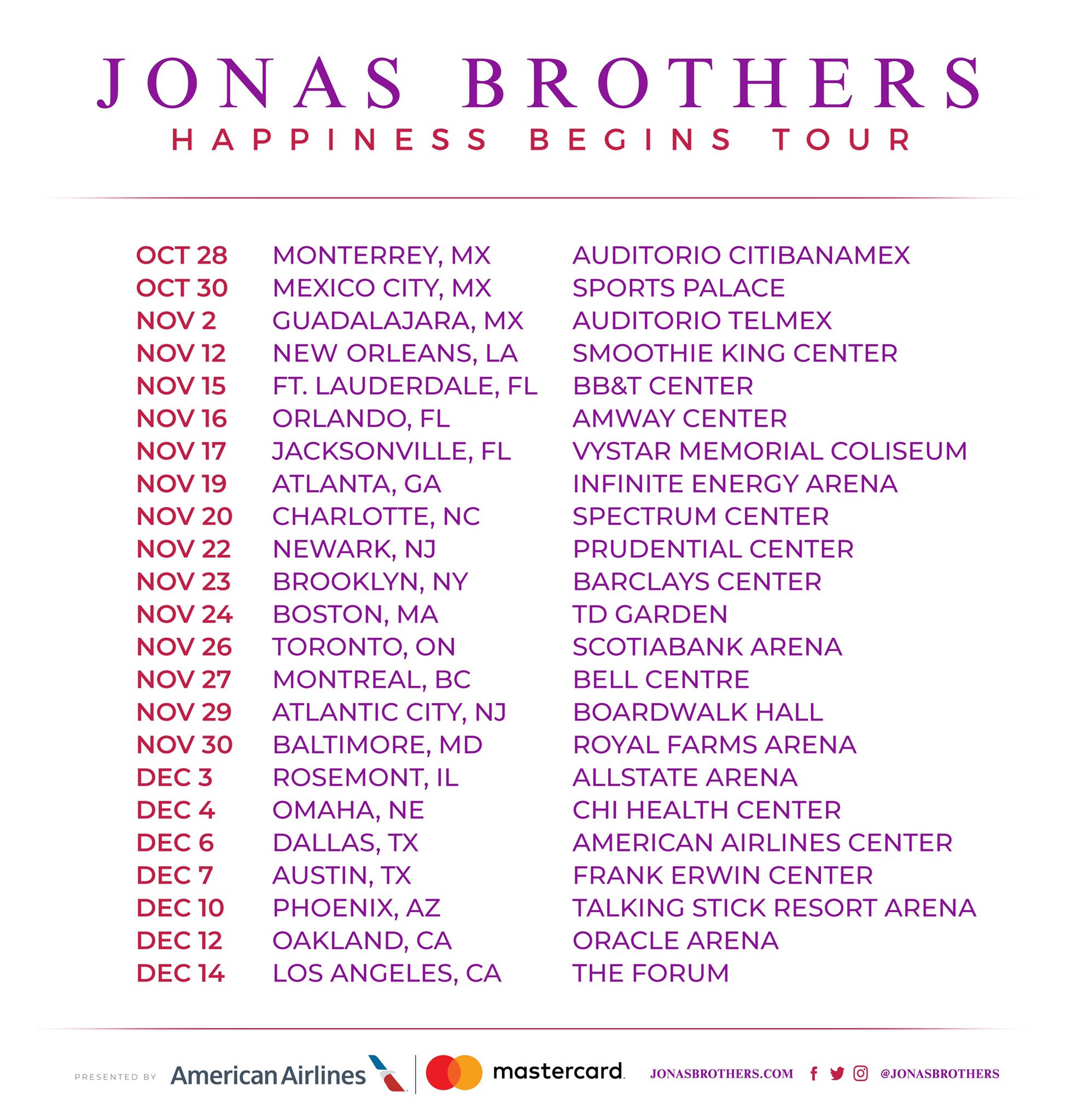 Jonas Brothers Happiness Begins Tour Seating Chart