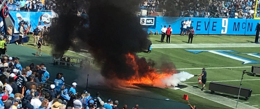 Fire Erupts on Field Ahead of Titans-Colts Game