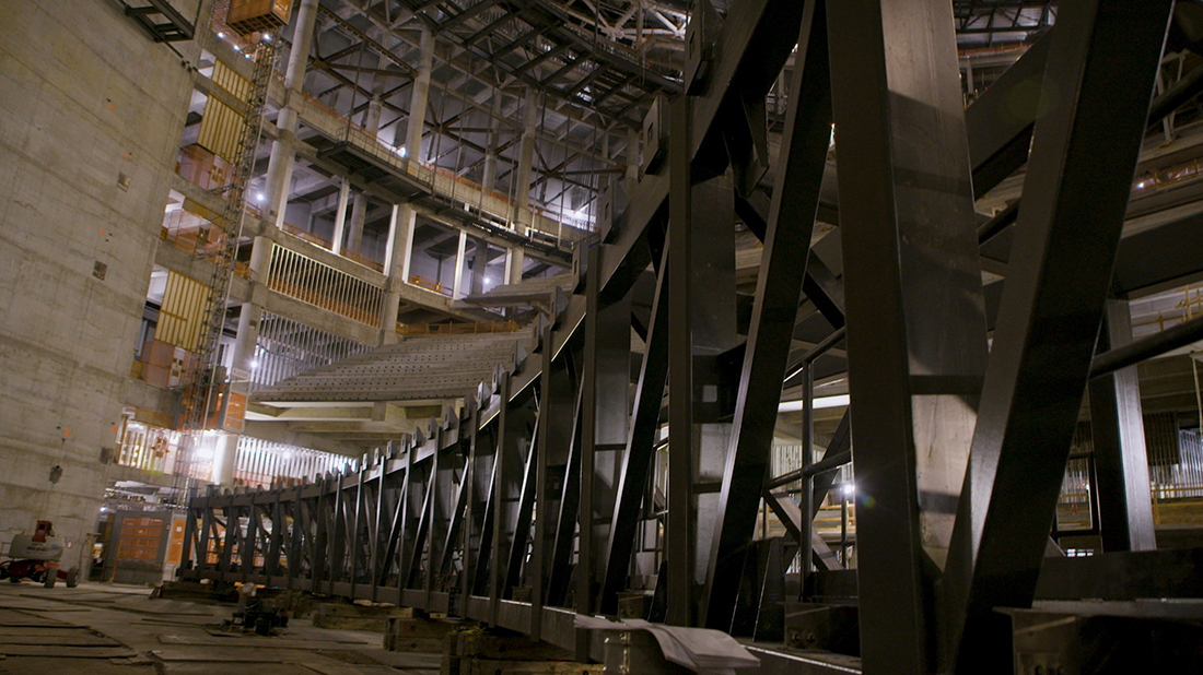 Work Begins On The Massive Interior Framework Of The MSG Sphere At The