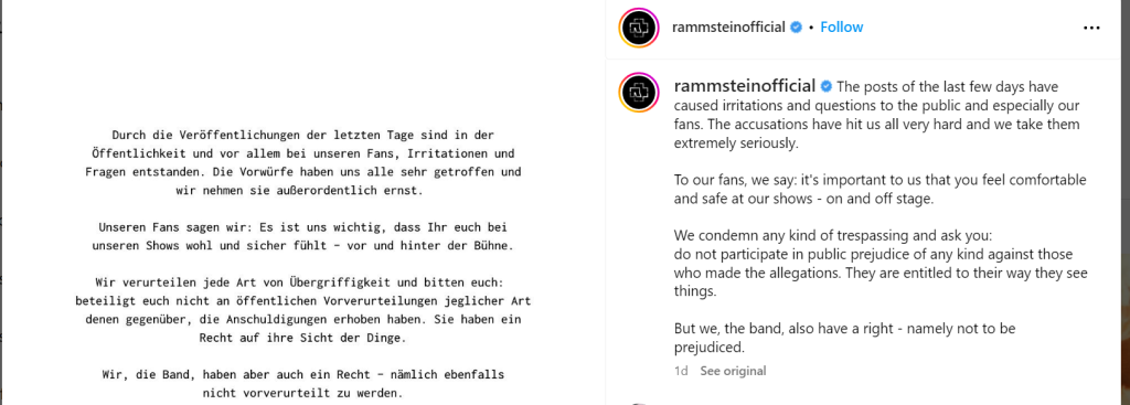 Rammstein Singer Faces Serious Sexual Misconduct Allegations ...