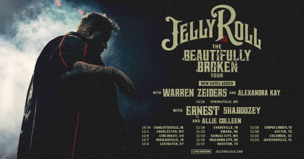 Jelly Roll Extends His Beautifully Broken Headlining Tour With Warren Zeiders, Shaboozey & More