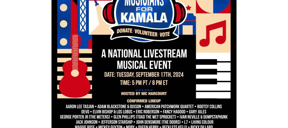 Beats To Ballots: Musicians For Kamala Livestream Set For September 17