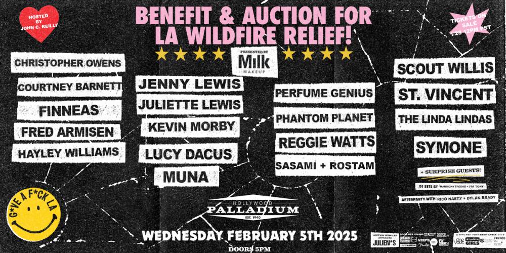 G*VE A F*CK LA Fire Relief Benefit Announced With Finneas, Jenny Lewis, Lucy Dacus And More