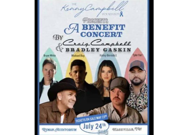 The Kenny Campbell Foundation Announces Benefit Concert At Ryman Auditorium With Craig Campbell & Bradley Gaskin
