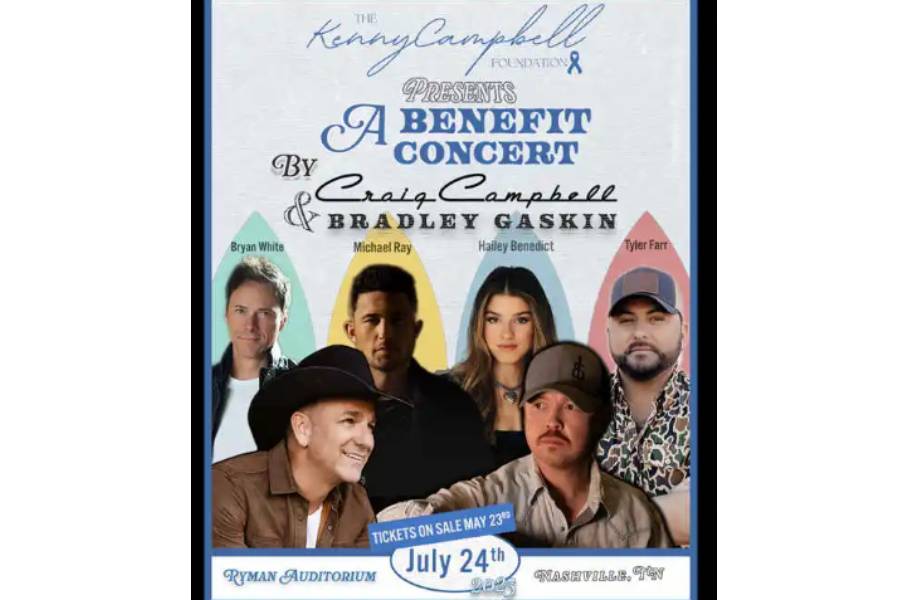 The Kenny Campbell Foundation Announces Benefit Concert At Ryman Auditorium With Craig Campbell & Bradley Gaskin
